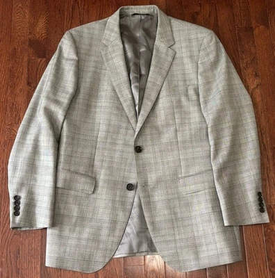 Hugo Boss James3 Lanificio Tesse Biella Blazer Jacket 42R Gray Plaid - Image 1 of 4