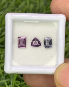 Natural Purple and Gray Spinel Lot 1.55 Carat Mix Shape Faceted Gem 3 Piece Lot - Picture 1 of 4