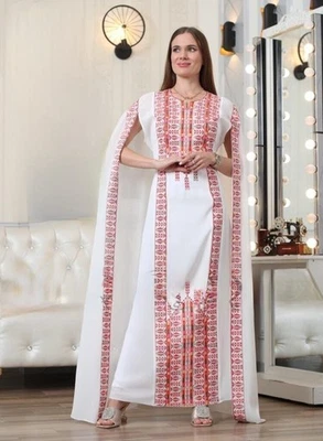 Thobe bordado para mujer estilo Abaya de Jerusalén Caftán tradicional Tatreez - Imagen 1 de 4