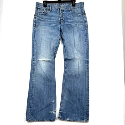 Vintage Y2K Guess Jeans 33x32 Boot Cut Distressed Thrashed Faded Denim Jeans 00s - Image 1 of 4