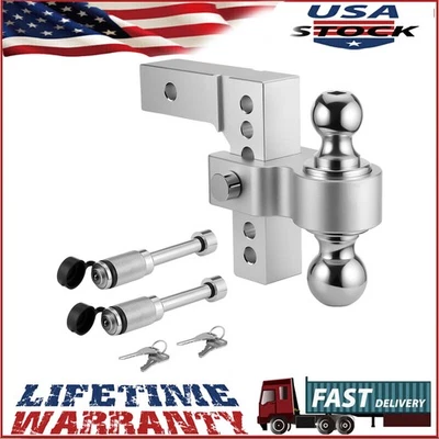 2" Receiver 6" Drop/Rise Adjustable Tow Hitch Dual Ball Mount Trailer 18500 US - Image 1 of 4