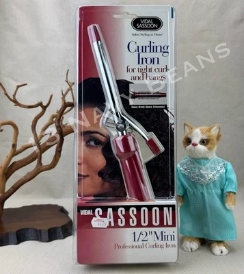 Vidal Sassoon Vintage Curling Iron 1/2" Mini w Brush Sleeve ~Tight Curls & Bangs - Image 1 of 4