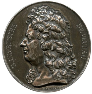 MEDALLA DE BRONCE PLATEADA FRANCIA SEBASTIEN LE PRESTRE DE VAUBAN, MONTAGNY 50MM 79G - Imagen 1 de 4