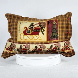 Santa's Sleigh & Tree Pattern Lumbar Christmas Pillow 19" x 14" - Picture 1 of 13