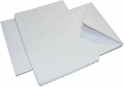 25 x C5 WHITE SCALLOPED BLANK CARDS 300gsm & ENVELOPES CARD MAKING CRAFT 838