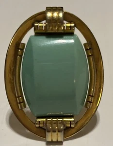 Vintage Parisian Brooch With Mint Green Stone- Fabrique A Paris Depose . V ^ - Picture 1 of 9