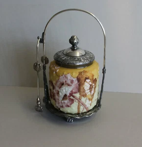 Antique Mt Washington Crown Milano Pickle Castor Caladium pattern with Pairpoint - Picture 1 of 9