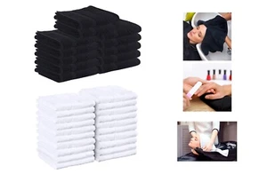 24x Salon Spa Hairdressers Soft Cotton Towels 50 x 80 cm Hand Black, White, Grey - Picture 1 of 9