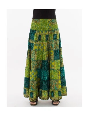 2-in-1-Rock aus Polyester mit Sari-Print Sommerkleid mit Patchwork-Muster, Smok - Bild 1 von 4