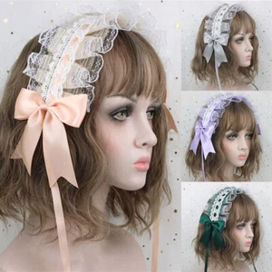 Lolita Alloy Lively Band Lace Ribbon Maid opaski Bowknot Headband - Picture 1 of 27