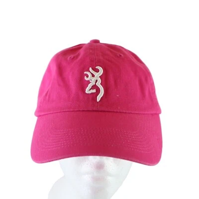 Browning Women Baseball Cap Strapback Hat Embroidered White Logo Buck Hot Pink - Image 1 of 4