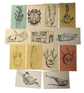 Lotto di 13 cartoline TLINGIT quill & ink SHELDON JACKSON MUSEUM vintage Eschimese Art - Foto 1 di 2