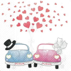 4 x Single Paper Napkins Love Cars Hearts for Decoupage Crafting and Table 66 - Picture 1 of 2