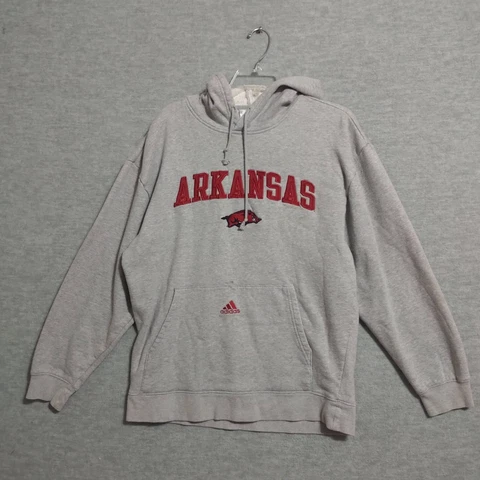 Arkansas Razorbacks Men Sweatshirt Medium Gray Hoodie Adidas Logo Embroidered * Cover