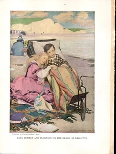 Jessie Willcox Smith Illustration 1933 Paul Dombey and Florence on the Beach - Picture 1 of 1