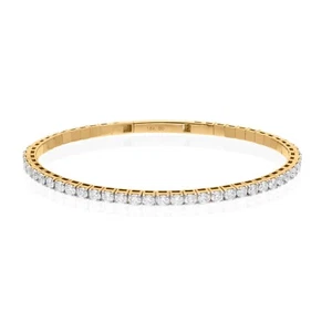 Round Lab Grown CVD Diamond Bangle 18k Yellow Gold Bracelet Birthday Gift 2.52Ct - Picture 1 of 9
