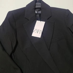 ZARA DOUBLE-BREASTED CROPPED BLAZER BLACK SIZE S | 2447/640 - Picture 1 of 7