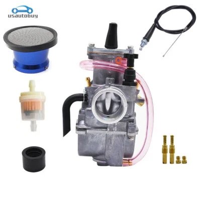PWK28 Carburetor w/ Air Filter & Throttle Cable For Kawasaki KX80 KX100 KX125 - Image 1 of 4