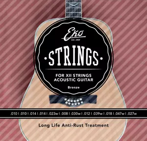 JEU DE CORDES GUITARE ACOUSTIQUE 12 CORDES BRONZE LIGHT 10-47 EKO ACB1047L-12 - Imagen 1 de 2