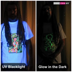 MENS T-SHIRT UV-Blacklight Glow-In-The-Dark Psychedelic Psy Goa Trance Art Club - Picture 1 of 19