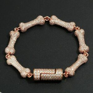 15Ct Round Lab Created Diamond Men's Tennis Bracelets 14K Rose Gold Plated