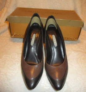 Vintage~CONNIE'S~Ladies Heels~Black/Cateye Brown~Size 9N~Original Box - Picture 1 of 20