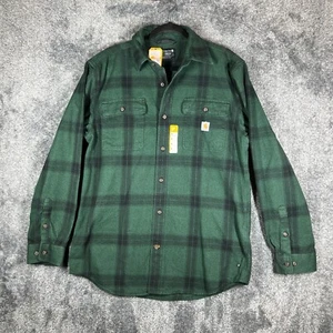 Carhartt Hemd Herren M dunkelgrün schwarz kariert Loose Fit Heavyweight Flannel Neu mit Etikett - Bild 1 von 9