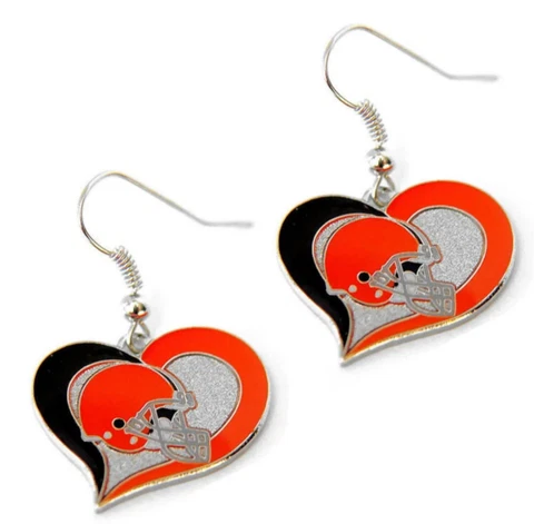 NEW Cleveland Browns NFL Team Swirl Heart Earrings Cover