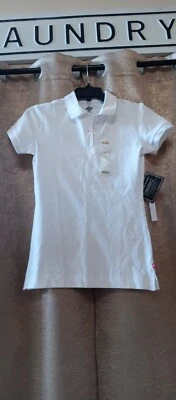 Dickies Girl's Polo Neck Shirt, White Color, Cotton Blend Short Sleeve. SIZE M - Image 1 of 4