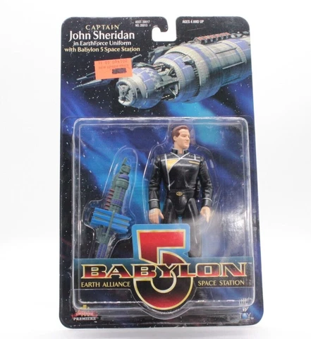 Babylon 5 Earth Alliance Captain John Sheridan Action Figure W/Space Station Cover