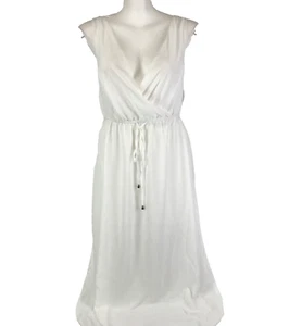 CCX City Chic Cover Up Ivory Plus Size M 18 Chiffon Maxi Full Side Slits New - Picture 1 of 14