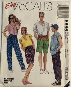 McCalls Misses/Mens Top, Pants & Shorts Chest Sizes 36"-38" Uncut Pattern 5886 - Picture 1 of 3