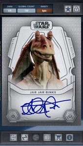 Star Wars Card Trader Galactic Antiquities Signature Chrome White Jar Jar Binks - Zdjęcie 1 z 1