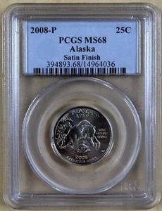 2008-P 25c PCGS MS68 Alaska Satin Finish State Quarter - Picture 1 of 2