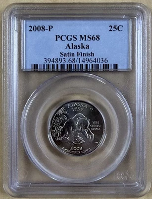 2008-P 25c PCGS MS68 Alaska Satin Finish State Quarter - Image 1 of 2