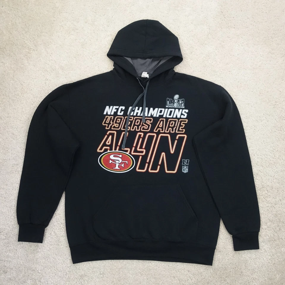 Fruit of the Loom 49ers Hoodie Mens Large Black NFC Champions Graphic Pullover - Image 1 of 4