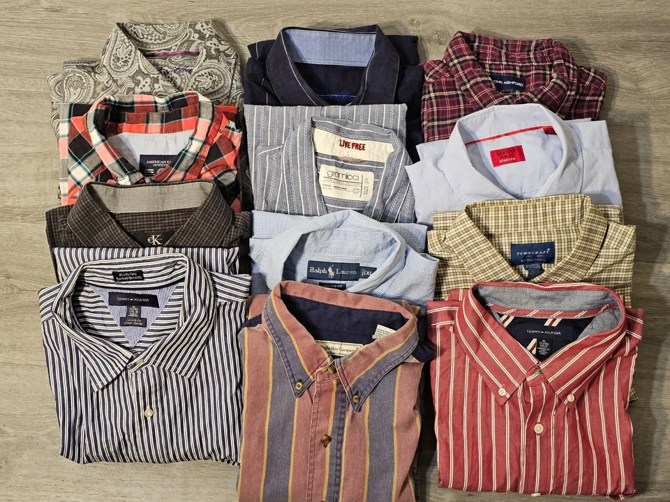 Mens XL Lot 12 Shirts Button Up Long Sleeve Tasso Elba RL Tommy Reseller Alfani - Image 1 of 4