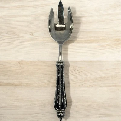 "Tenedor para servir ensaladas enchapado en plata Wallace Silversmiths 8,5"" mango ornamentado de colección" Foto 1 de 4