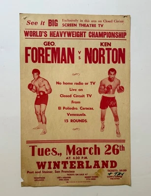 George Foreman Ken Norton Boxing Heavyweight Championship Poster 1974 Vintage - Image 1 of 4