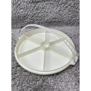 Vintage Tupperware weiß geteilt Serviertablett Platte Aufbewahrung Deckel und Griff 12" - Bild 1 von 9