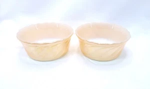 2 cuencos laterales remolinos vintage Anchor Hocking Fire King para horno melocotón brillo - Imagen 1 de 6