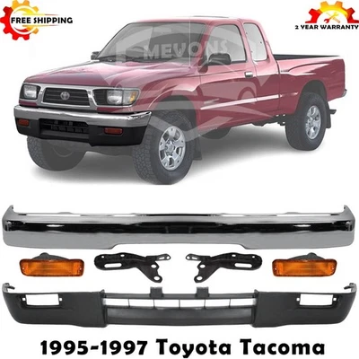 Front Bumper Chrome Steel & Lower Valance Kit For 1995-1997 Toyota Tacoma - Imagem 1 de 4