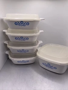 Corning Ware CORNFLOWER ~ Set of 4 PETITE PANS With Kids Plus One 22 Oz With Lid - Picture 1 of 5