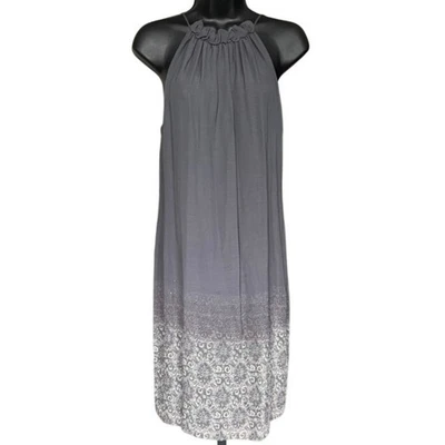 Vestido Vince 100% Seda Talla S Gris Estampado Floral Minimalista Elegante Cuello Halter Foto 1 de 4