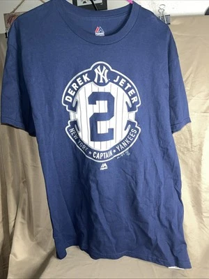 Nike Derek Jeter #2 New York Yankees MLB Capitán Adulto Camiseta Azul Algodón Grande Foto 1 de 4