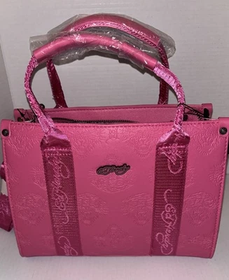 Nova Bolsa Satchel Ed Hardy Rosa Quente Bolsa Transversal Tigre em Relevo - Imagem 1 de 4