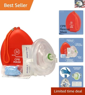 Essential CPR Pocket Mask Set with Gloves, Wipes & Hard Case - Unisex Design - Image 1 of 4