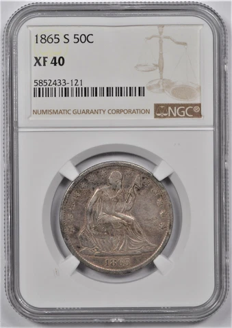 1865 S SEATED LIBERTY HALF DOLLAR 50C NGC XF 40 Cover