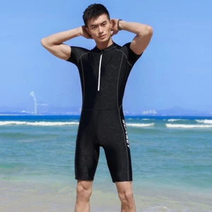 Costume da bagno da uomo unico pezzo maniche corte guardie eruttate costumi da bagno surf costume da bagno - Foto 1 di 9