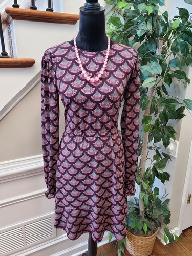 Abito Michael Kors donna multicolore manica a palloncino collo rotondo lunghezza ginocchio taglia M